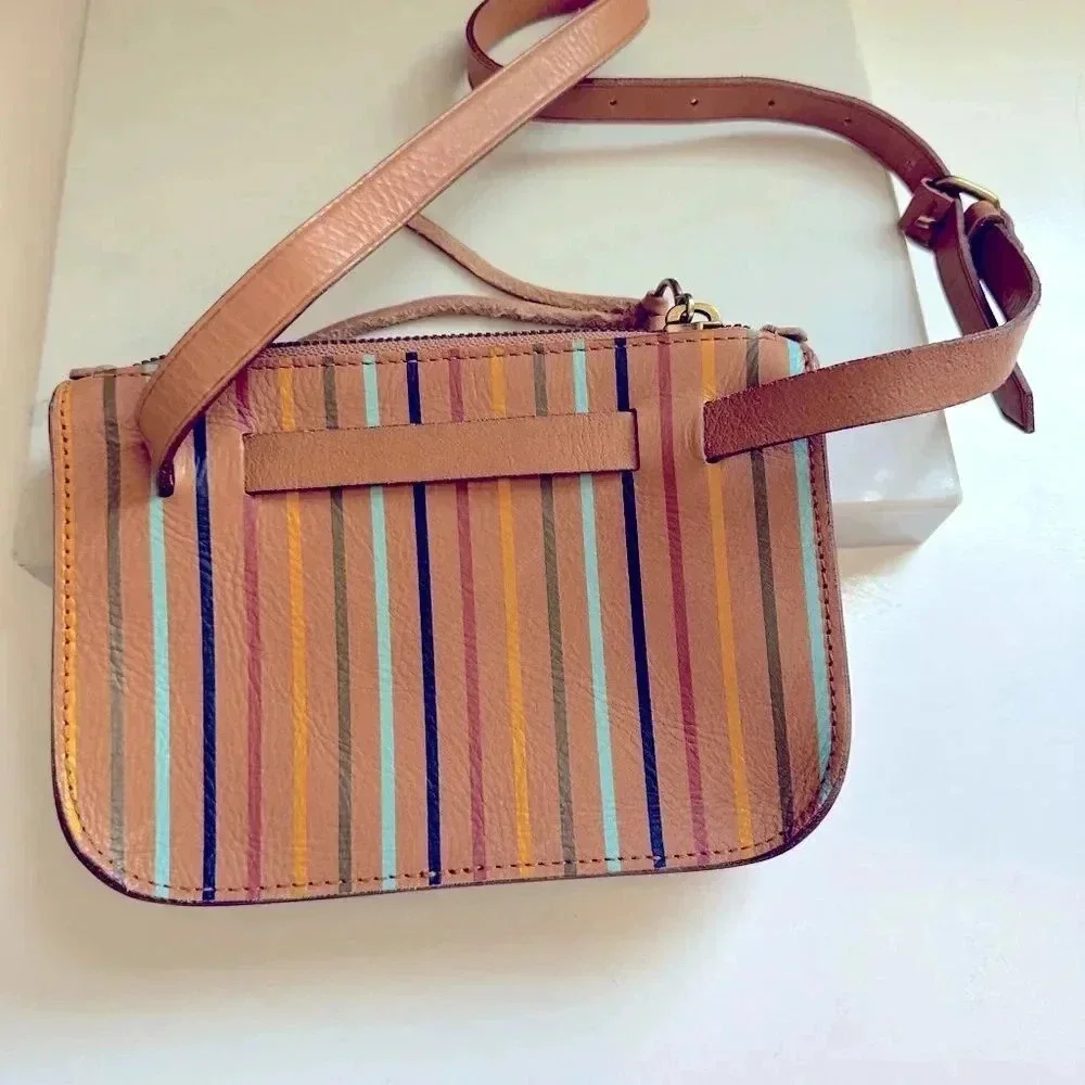 NWOT Madewell The Simple Pouch Belt Bag: Rainbow Stripe Edition
